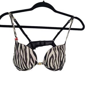 La senza lingerie 34B black white zebra print bra underwire adjustable padded